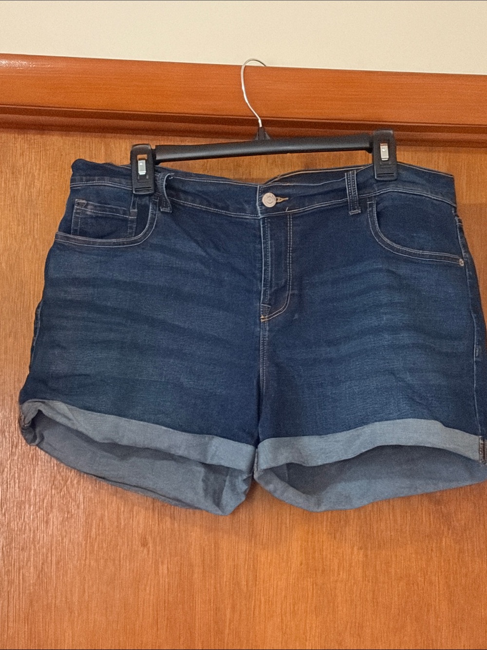 Old Navy Dark Blue Denim Rolled Hem Women's Shorts